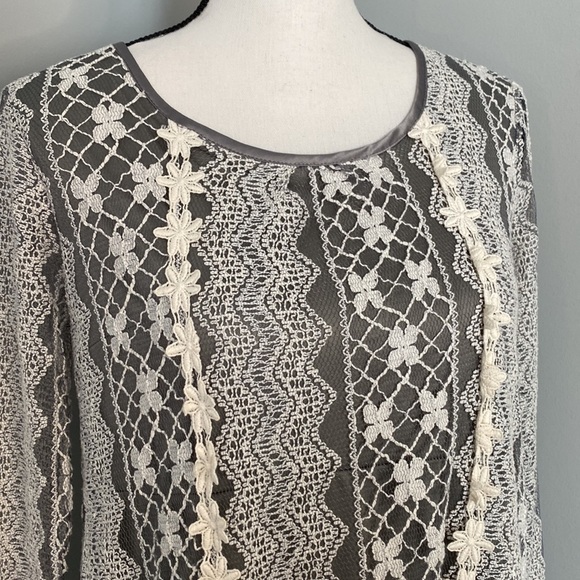 Altar’d State Boho Lace Bow Ruffle Long Tunic Top Blouse - Picture 5 of 8